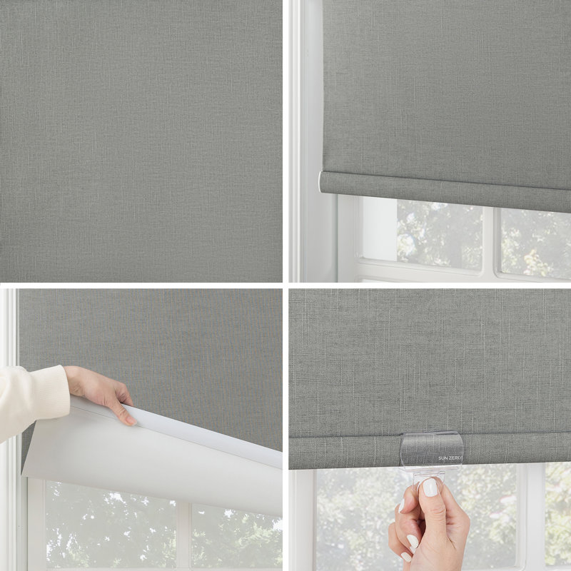 Gray 23" x 72" Blackout Cordless Fabric Roller Shade