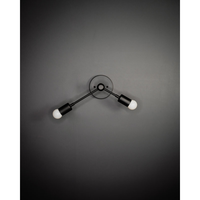 Appliquee à bras 2 lumières Caples, Noir mat