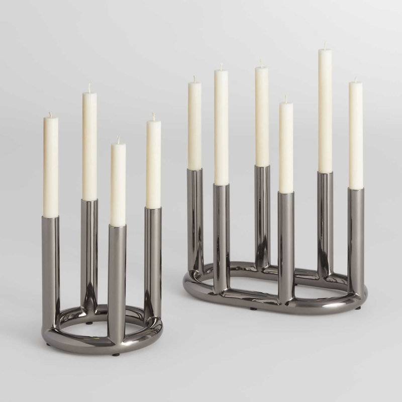 Rad 7'' H Steel Tube Tabletop Candelabra, Black Nickel