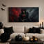 Reine squelette avec roses rouges et corbeau noir - Toile murale d'Halloween-1294224713