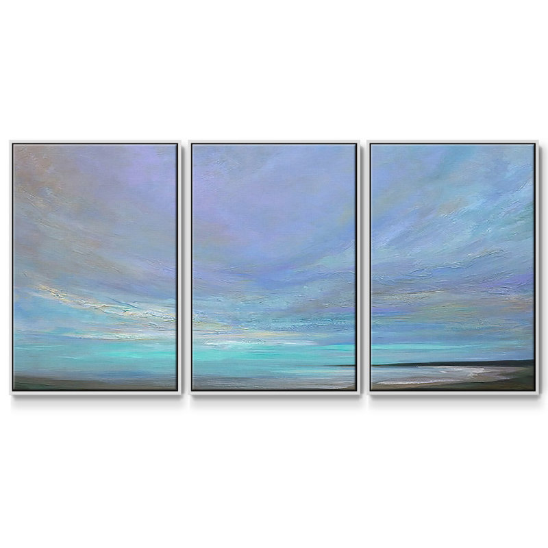 Coastal Views III 3 pièces, H 40 po x l 78 po, Cadre blanc
