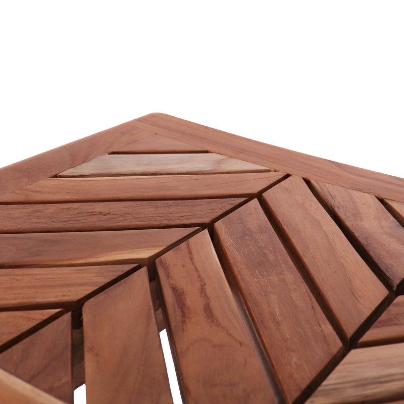 Chevron Pattern Teak Wood Indoor/Outdoor Shower Bench