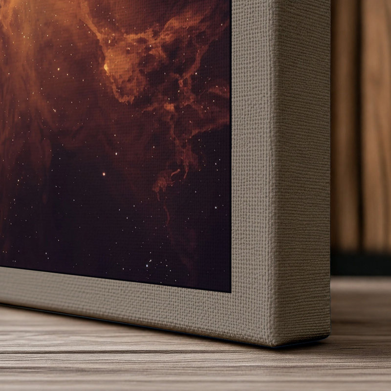 Cosmic Nebula Modern - Wrapped Canvas, 36x24 - 91.4 x 61.0 cm, Taupe Border