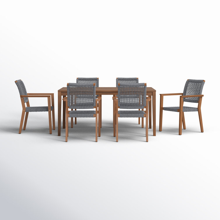 Fleur 64'' Rectangular 6 - Person Outdoor Dining Set