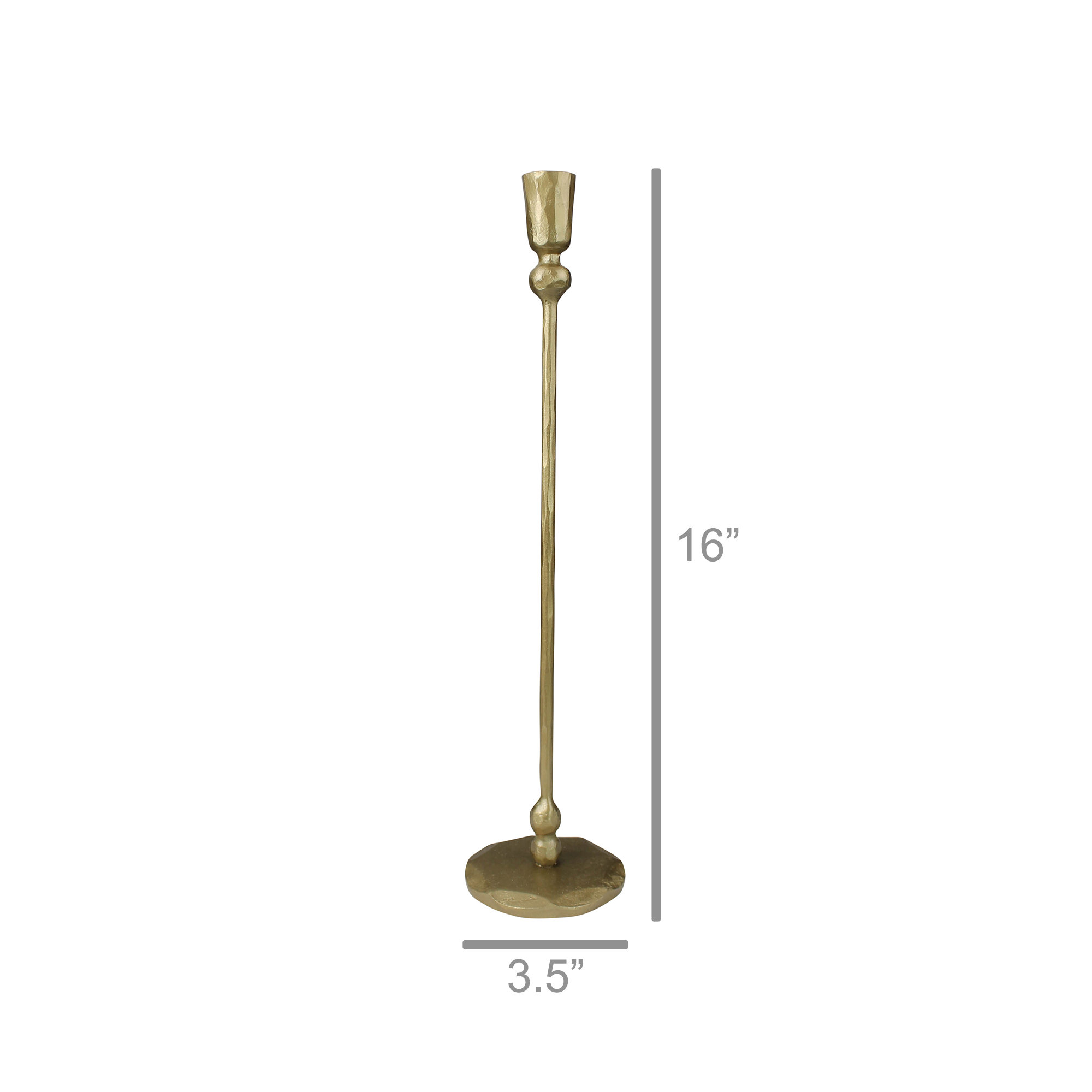 Iron Tabletop Candlestick, 16" H x 3.5" W x 3.5" D