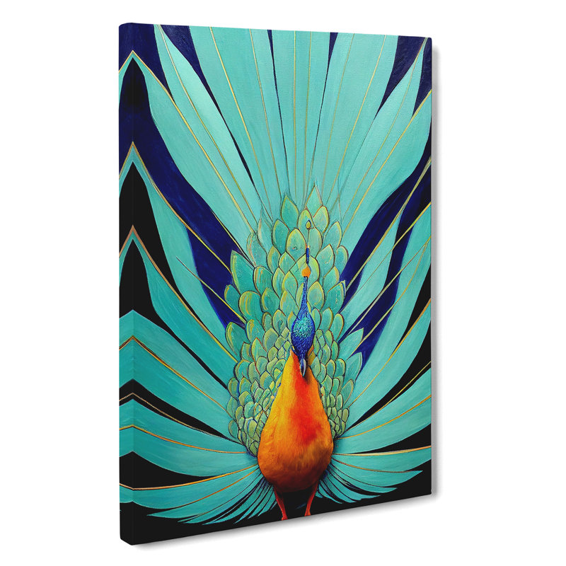 Proud Peacock - Wall Art, 50cm H x 35cm W, Wrapped Canvas