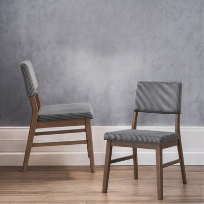 Ensemble de 2 chaises d'appoint en velours côtelé et finition noyer gris Seda