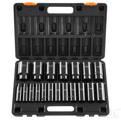 Impact Socket Set 1/2 Inches 19 Piece Impact Sockets, Deep Socket, 6-Point Sockets, Rugged Construction, Cr-V, 1/2 Inches Drive Socket Set Impact 3/8 Inch - 1-1/2 Inch, With A Storage Cage
