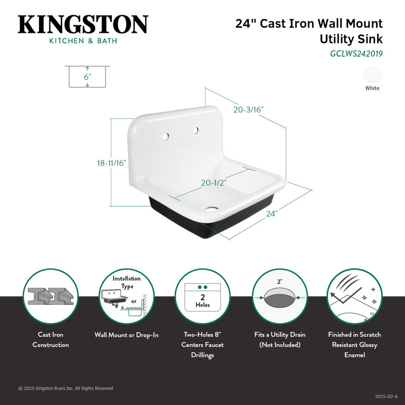 20.19" X 18.5" Wall Mounted Laundry Sink
