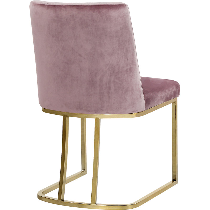 Chaise d'appoint en velours Heidi, Doré, Velours rose
