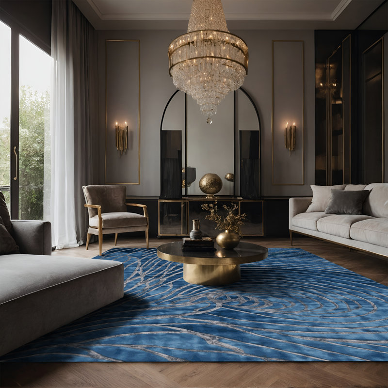 Tapis gris soyeux et moelleux, Rectangle 8 pi x 10 pi
