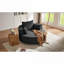 Sièges de salon et de bureau à domicile: Fauteuil demi-tonneau pivotant à 360 ° en chenille de ton noir, fauteuil d'appoint rond moderne pour une détente quotidienne-1522022481