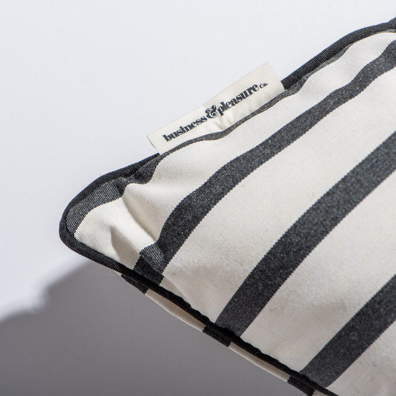 Indoor/Outdoor Pillow Cover & Insert, Black/White Striped, Square 18"