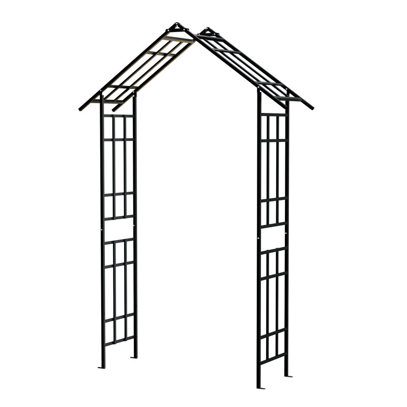 Metal Garden Arch With Adjustable Width W42.52''~W78.15''  Climbing Plants Support Rose Arch Outdoor