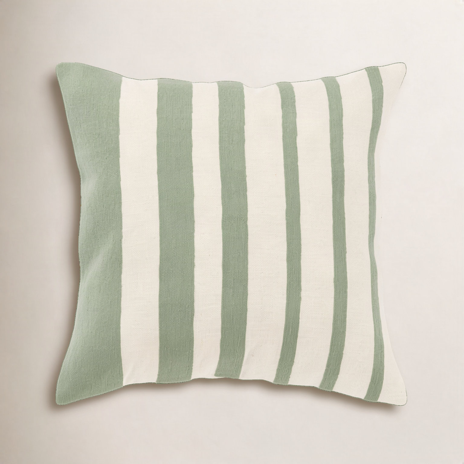 Karka 20" x 20" Embroidered Throw Pillow, Green/Natural