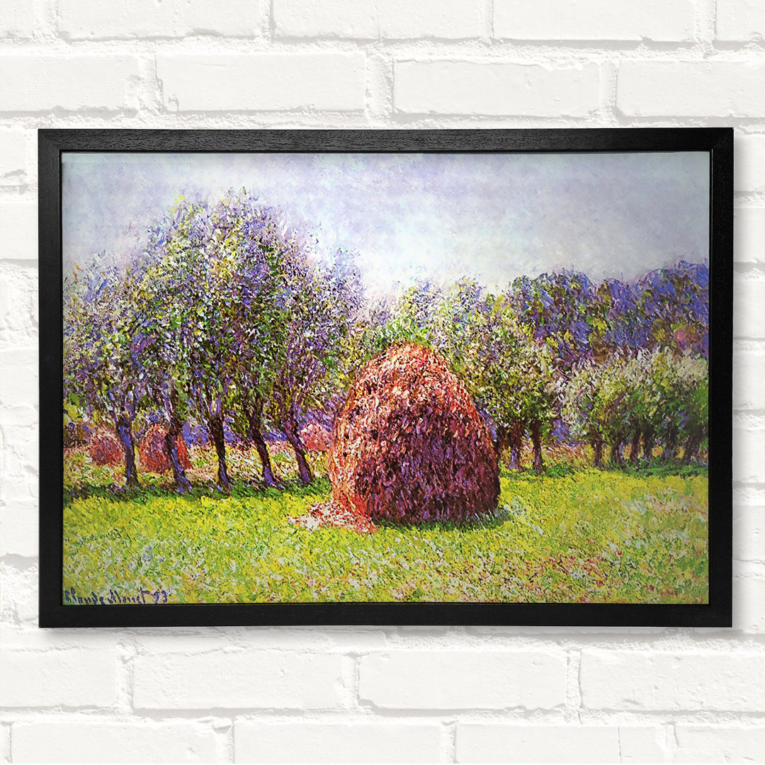 Heuhaufen auf dem Feld von Claude Monet - Geschlossener Eckrahmen Kunstdrucke auf Holz