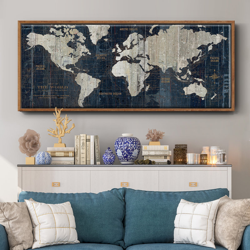 OLD WORLD MAP- Framed Canvas