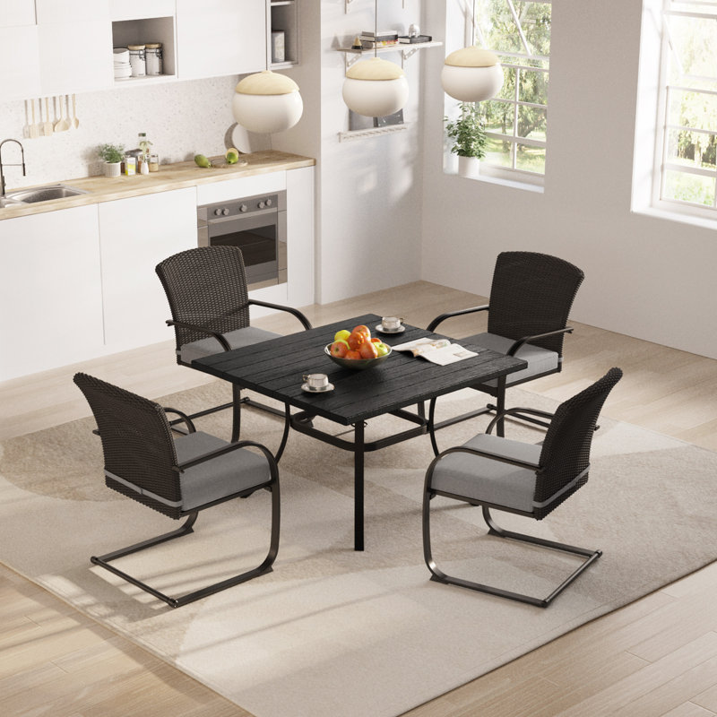 Googins 4 - Person Extendable Four Leg Dining Set, Gray