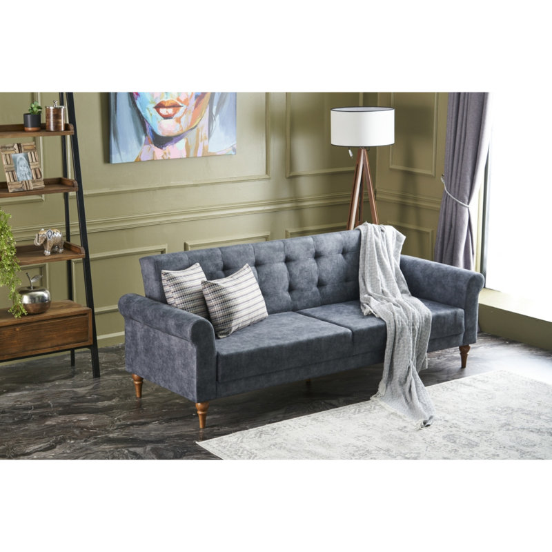 Canapé-lit rembourré 87,8 po Lyndsey, 100 % polyester anthracite
