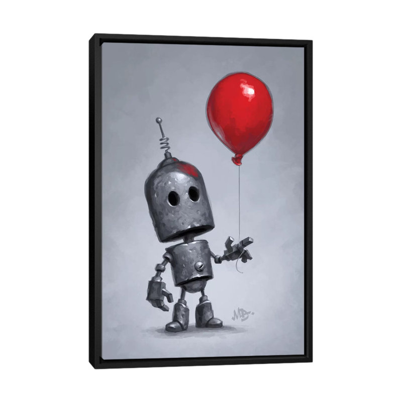 «The Red Balloon» par Matt Dixon - impression d'art graphique, H 60 po x l 40po x P 1,5 po, Toile avec cadre noir