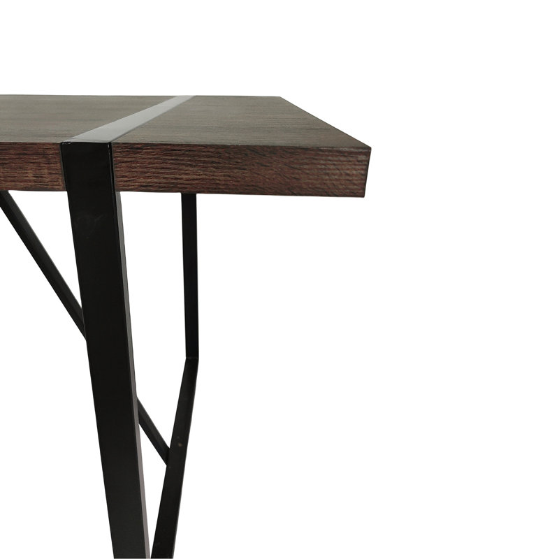 55" Modern Industrial Dining Table In Walnut, Tabletop With Black Metal Legs, For 4-6 Persons, Suits Kitchen & Living Room Mid Century Walnut And Seats 4-6, For Area