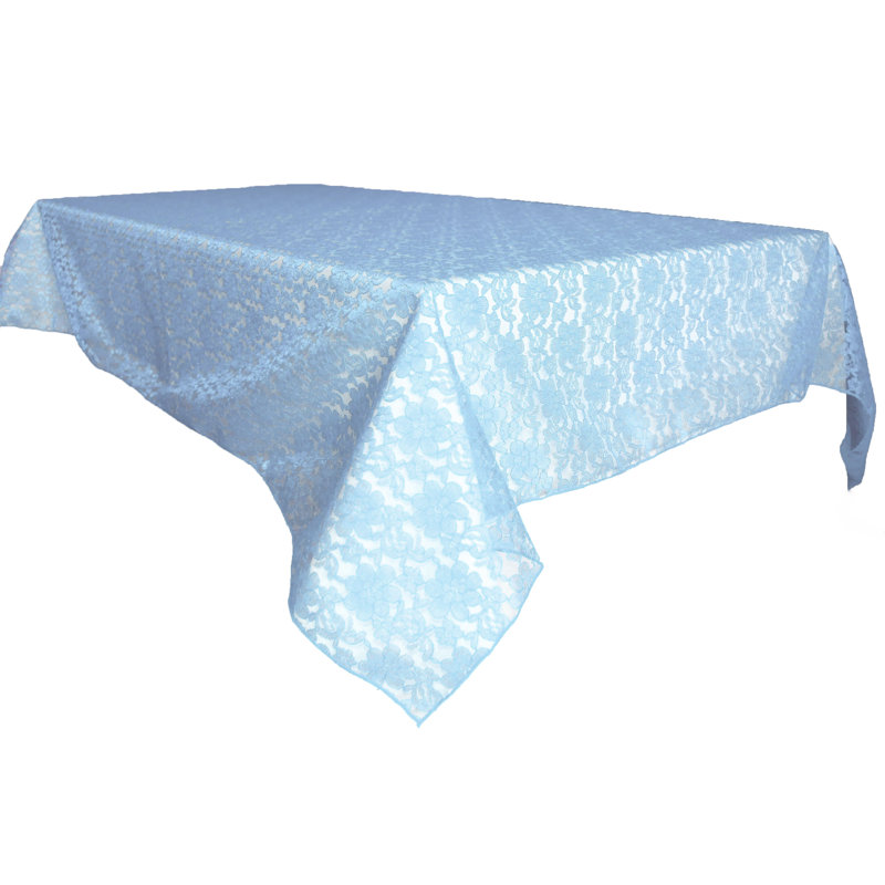 Floral Lace Overlay, 76" x 58", Light Blue