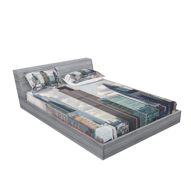 Ensemble de draps London Skyline, Ensemble de drap pour grand lit avec drap-housse