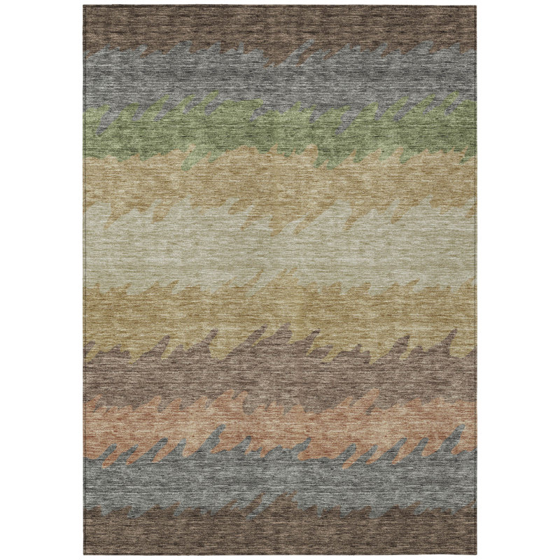 Tapis intérieur lavable rayé gris 9 pi x 12 pi