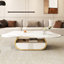 Table basse ovale moderne avec motif papillon, tablette à fermeture en douceur et plateau en pierre frittée pour tiroir d'intérieur, surfaces de bureau