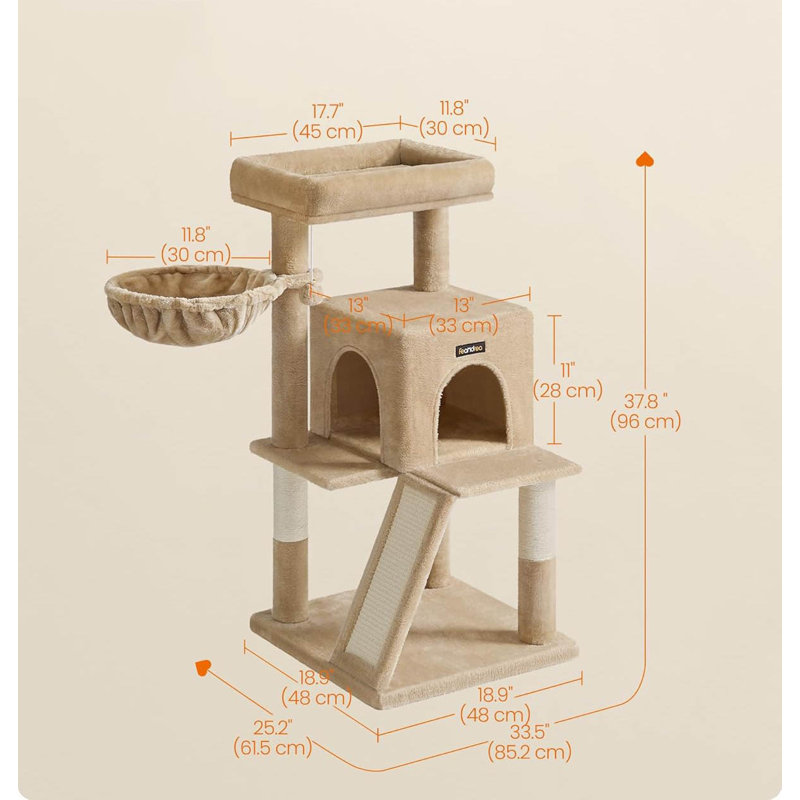 96cm H Cat Tree, Camel Brown