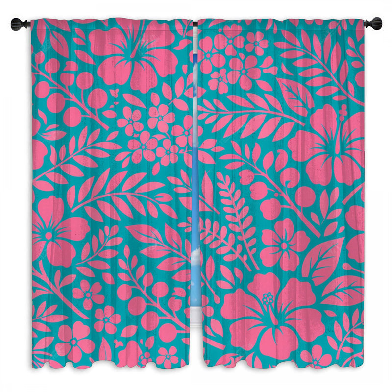 Rideaux de fenêtre à motif floral rose transparent et obscurcissant - 2 panneaux, Sheer, 80in x 61in - 2 panels