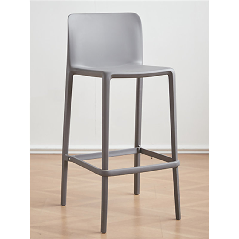 Modern And Simple Plastic One-Piece Moulded Backrest Bar Stools, Grey