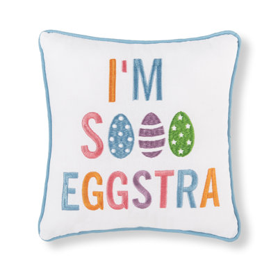 Eggstra Embroidered Throw Pillow