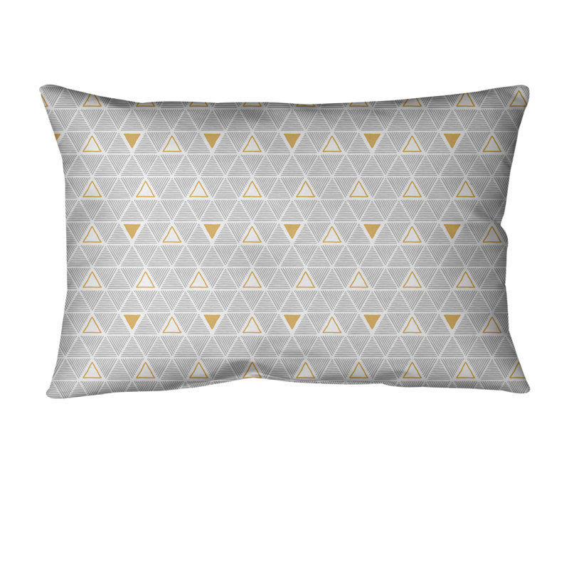 Coussin lombaire géométrique 14 po, Argenté/doré