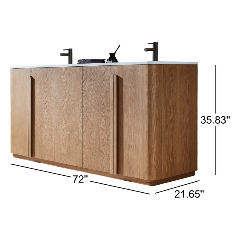 Parma 72" W Double Vanity, Natural Teak
