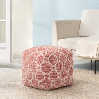 Marta 20" Red Upholstered Pouf Ottoman