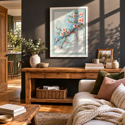 Moonlit Cherry Blossom Botanical - Framed Print