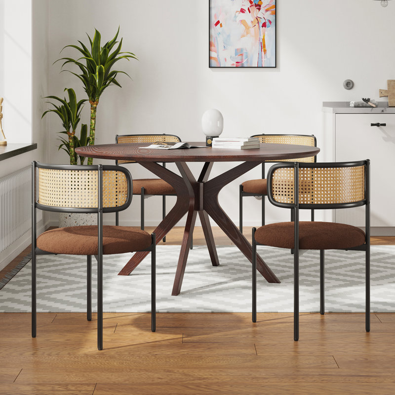 4 Person Round Dining Sets, Brown