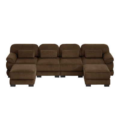 Canapé modulaire en forme de U de 132 po, canapé nuage avec repose-pieds et coussins amovibles
