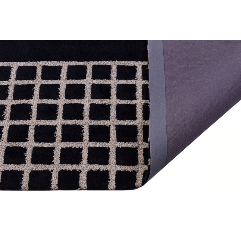 Tapis touffeté à motif géométrique spécial en viscose tissé à la machine à motif géométrique noir