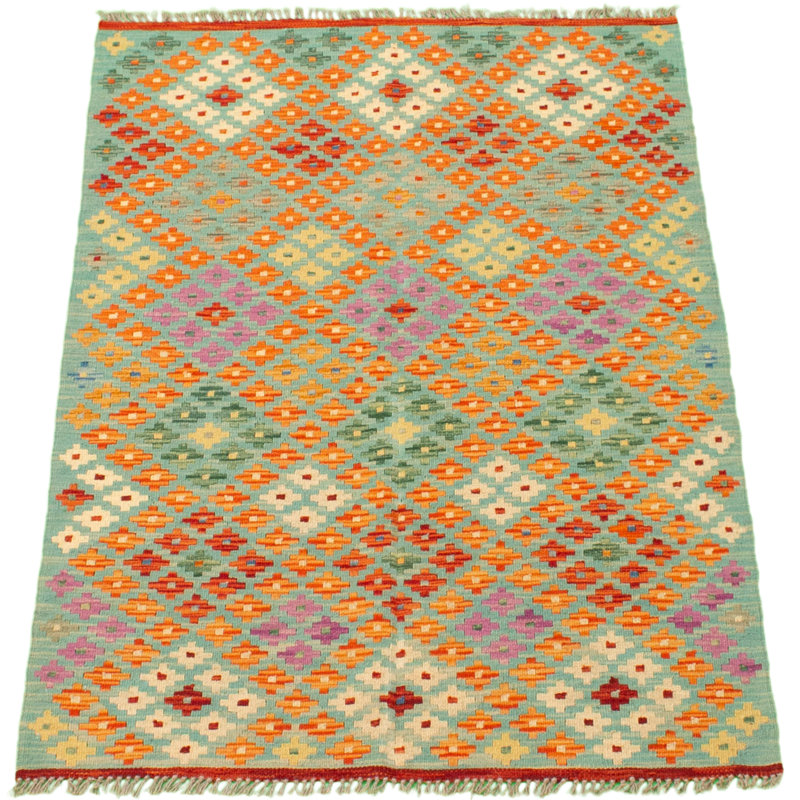 Tapis décoratif bleu clair en laine noué à la main de conception unique 3 pi 4 po x 4 pi 10 po Bethellen
