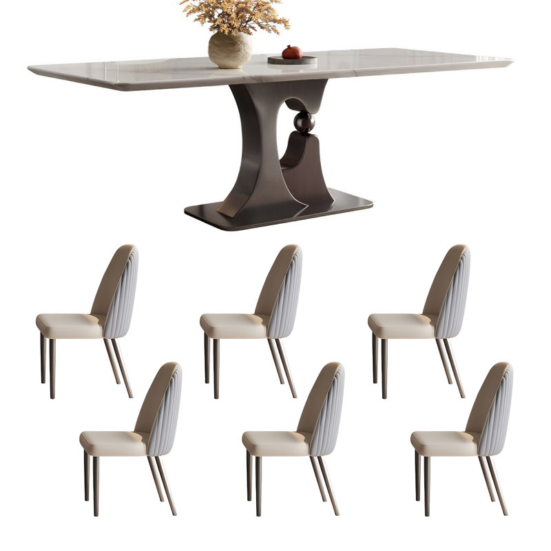 Rectangular microlite dining table and chair set, 29.52"H x 78.74"L x 35.43"W