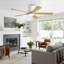 52 In. Indoor Flush Mount Ceiling Fan With Led Light, 5 Solid Wood Blades