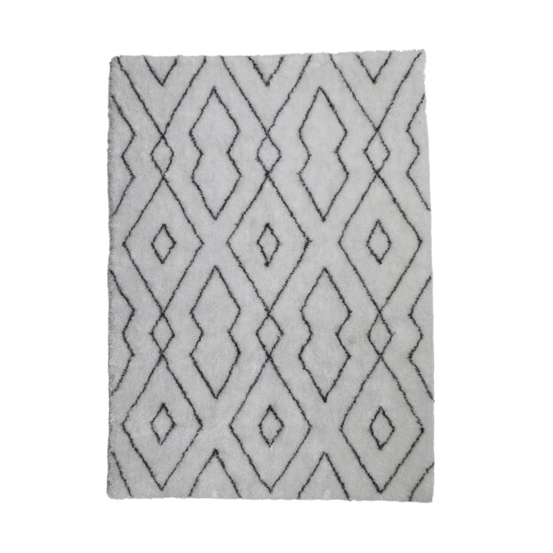 Tapis blanc à poils longs touffeté à la main 2 pi x 3 pi 2 po