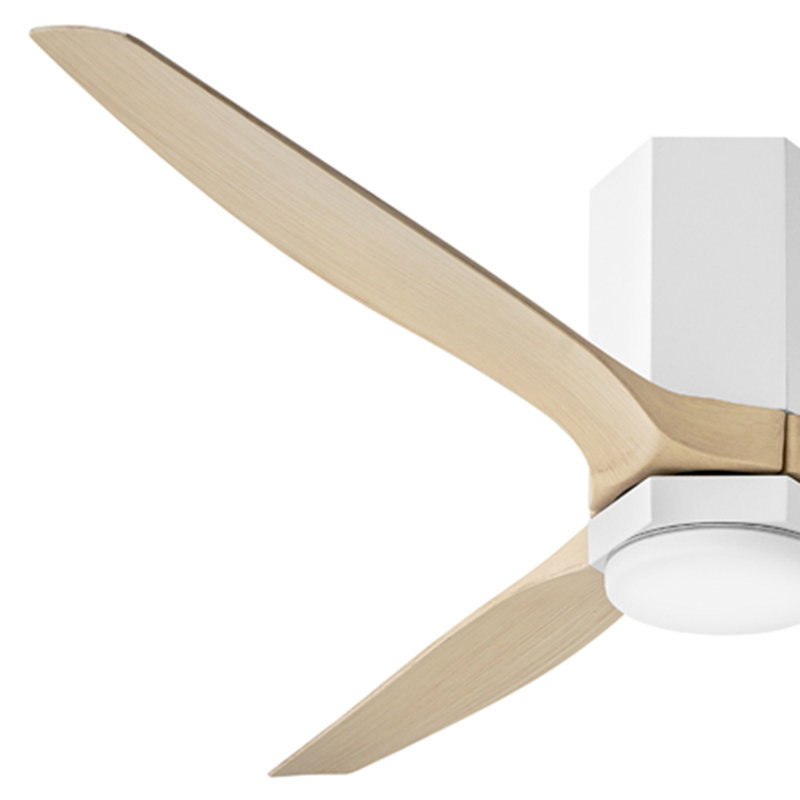 Brocken Ceiling Fan with LED Lights, 52", Matte White/Natural