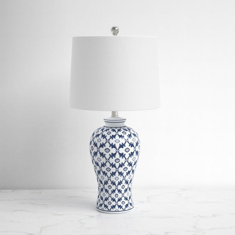 Lampe de table en céramique bleue et blanche 24,5 "avec gradation à 3 voies Loya