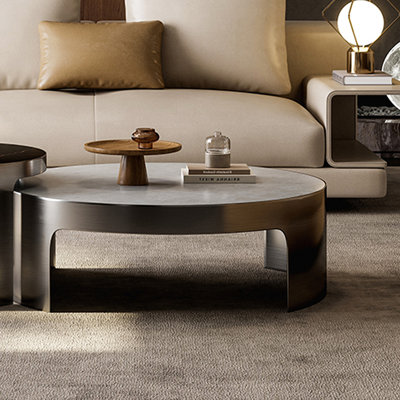 Rock slab creative stainless steel tea table