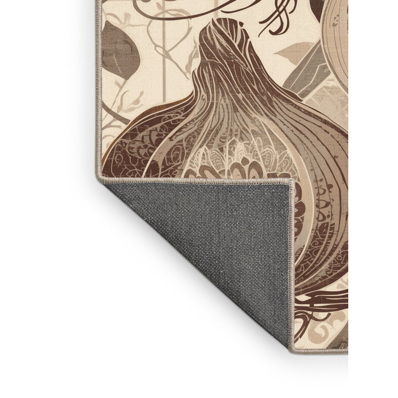 Tapis oriental moelleux moelleux à motif oriental brun et beige, 6 X 9