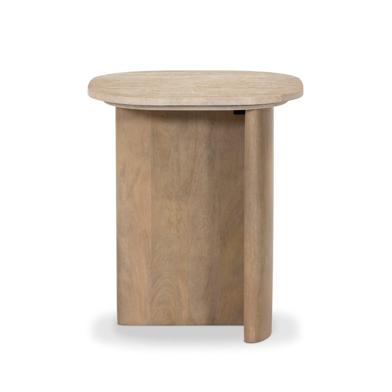 Stone Pedestal End Table