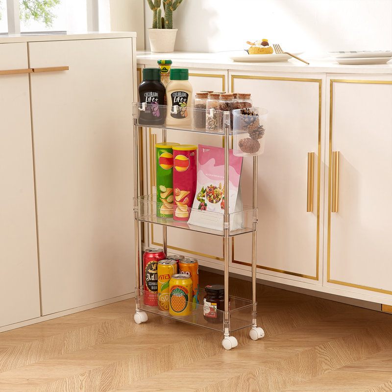 15.7'' W Utility Cart with Wheels, 24.2" H x 15.7" W x 5.9" D, Clear